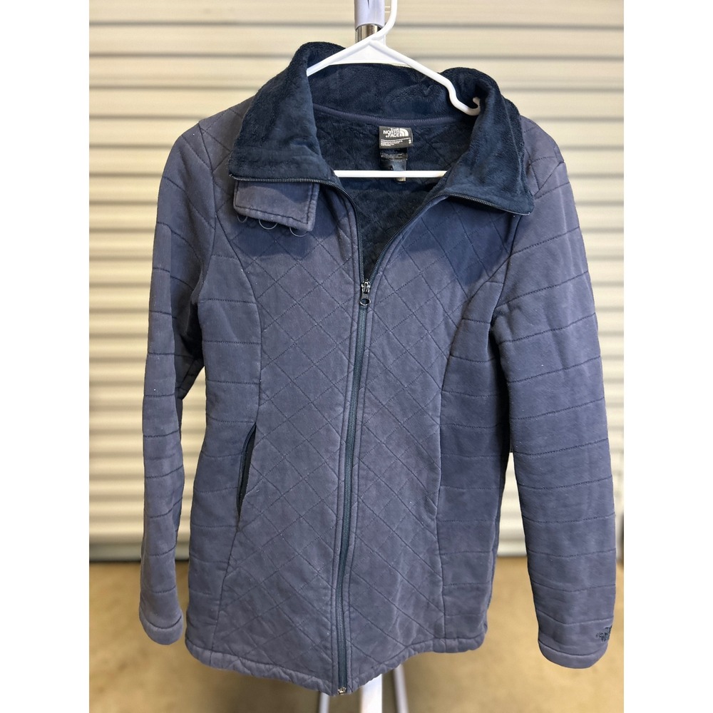 The North Face Jacket Womens S Navy Blue Quilted Full Zip Fleece Lined Coat